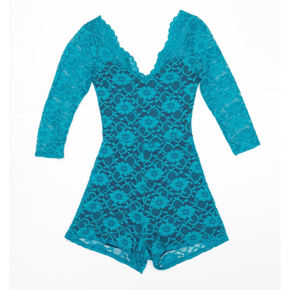 Teal Lace Romper XS